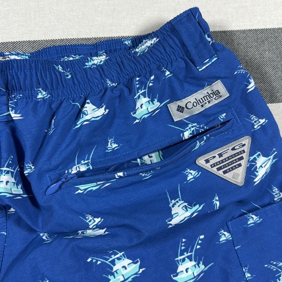 Columbia Men’s Swim Trunks Blue Boat Print Backcast Shorts S NWT 6” Inseam UPF - Picture 14 of 15